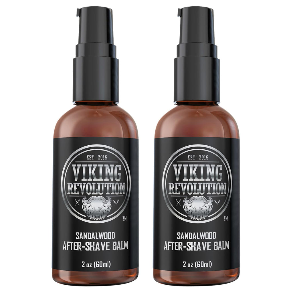 Viking Revolution Luxury After-Shave Balm for Men - Soothes and Moisturizes Face After Shaving - Eliminates Razor Burn for A Silky Smooth Finish - Sandalwood Scent (Pack of 2)