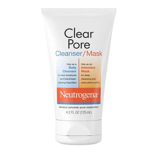 Neutrogena Clear Pore 2-in-1 Facial Cleanser & Face Mask - Acne Treatment with Kaolin & Bentonite Clay, 4.2 fl. oz, 3 Pack