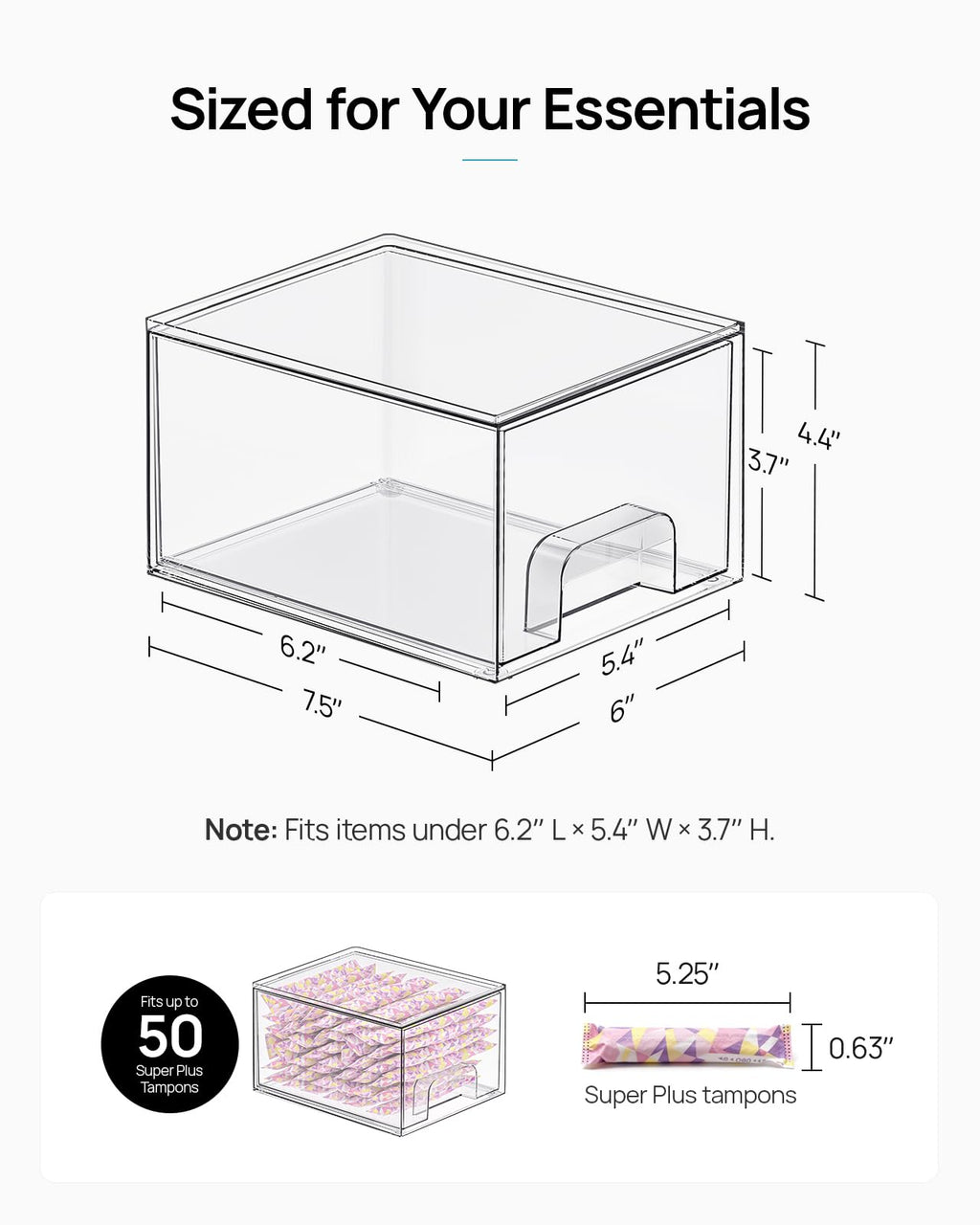 Vtopmart 4 Pack Small Clear Stackable Storage Drawers,Acrylic Bathroom Makeup Organizer,Plastic Storage Bins For Vanity, Undersink, Kitchen Cabinets, Pantry, Home Organization