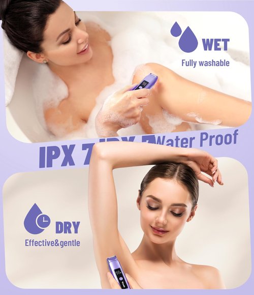 Dynooper Bikini Trimmer for Women Electric Razors, Electric Razor 2 in 1 Shaver Pubic Hair, LED Display with IPX7 Waterproof - Rechargeable Lady Trimmer for Underarm Body Leg Face - Cobalt Blue