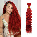 18 Inch Deep Wave Human Braiding Hair for Boho Braids – 50g 1 Bundles/Pack Red 100% Unprocessed 12A Brazilian Virgin Human Hair Bulk, No Weft, Wet & Wavy Curly Extensions