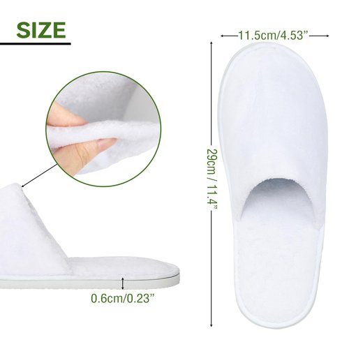 QatmMkt 10 Pairs Guest Disposable Slippers, SPA Cotton Slippers, Hotel Bath Slippers Disposable, Travel Bulk Guest House Slippers for Shoeless Home, Travel, Hotel, Indoor (White, One Size, Unisex)