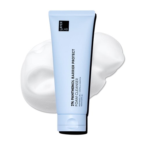LAYERLAB Korean Face Wash with 2% Panthenol | Hydrating Foam Cleanser for Deep Pore Cleansing & Sebum Control | Helps Support Moisture Barrier, For Oily 150ml 5.07 fl oz (Blue)