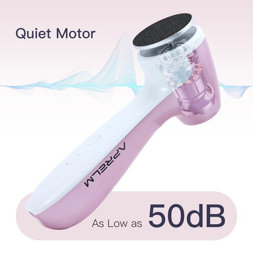 AprElm Rechargeable Electric Foot Callus Remover with 3-Sizes 120Pcs Sandpaper Discs, Professional 1000RPM 3-Speed Control Electric Foot File (E7 Pink)