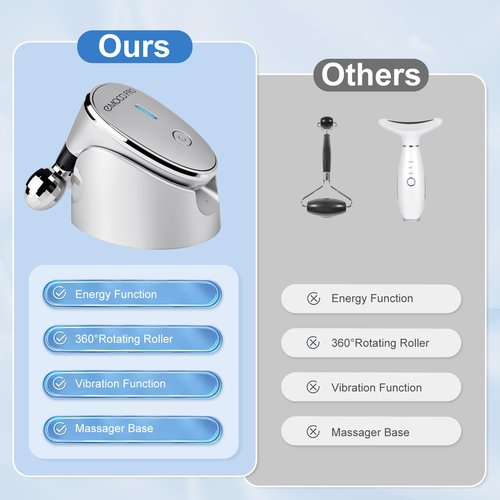 Facial Massager Electric Face Lift Device Sculpting Tool Double Chin Reducer Eliminator for Women Facial Rollers Luminesce Glow Gua Sha Tools For Face Neck Sculptor Roller for Wrinkles and Lifting