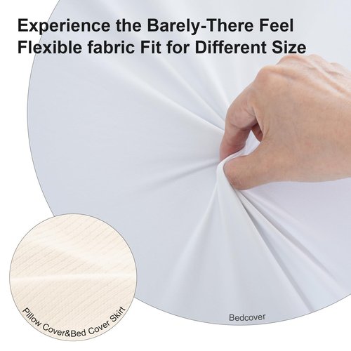 SHINARDO Massage Table Skirt,Massage Face Rest Cover,and Massage Table Under Storage 3pcs Set,SPA Bed Cover,Bed Valance,Soft and Stretchable Fabric Fit Different Size (Khaki)