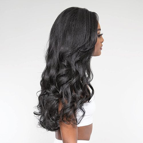 Janet Collection Natural Me HD Lace Wig Deep Part Lace Willow (1B), 1 Count (Pack of 1)