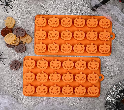 Halloween Pumpkin Chocolate Mold 2-Piece Silicone Candy Molds for Cakes, Cookies, Jellies, and Decorations - Pumpkin-2pcs