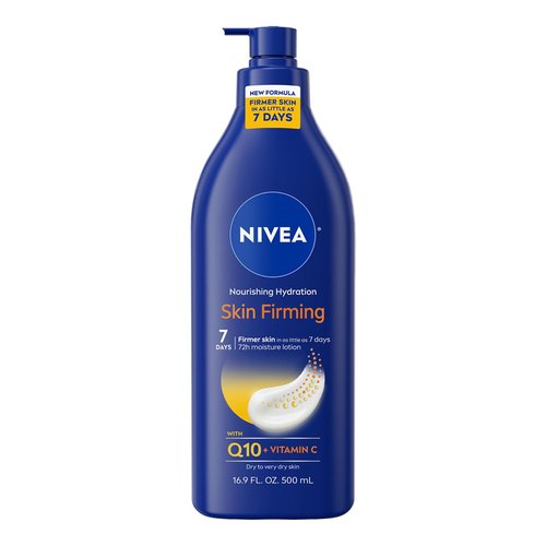 NIVEA Nourishing Hydration Body Lotion - Firming Q10 & Vitamin C, 72-Hour Moisturizer, 16.9 Fl Oz