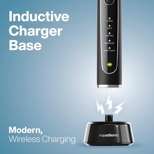 AquaSonic Electric Toothbrush Charger – Conductive Charging Dock, Compatible with Most AquaSonic Toothbrushes – Genuine, Authentic Parts (Black)