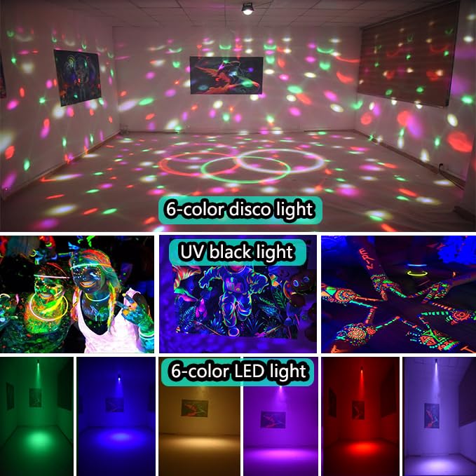 Sound Activated LED Disco Ball Light with Remote, 6 Colors for Parties & Events