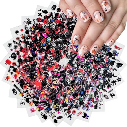 Halloween Nail Stickers Set - 30 Sheets Pumpkin Ghost & Spiders for DIY Manicure
