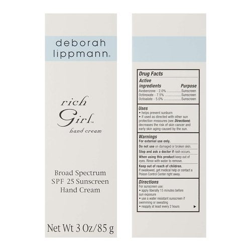 Deborah Lippmann Rich Girl Hand Cream - Moisturizing Lotion with Shea Butter & SPF 25 | 3 Ounce