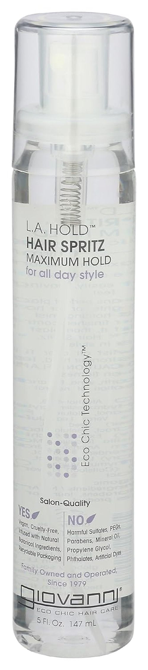 GIOVANNI L.A. Hold Hair Spritz - Maximum Hold Styling Spray, Lightweight & Sulfate Free - 5 oz