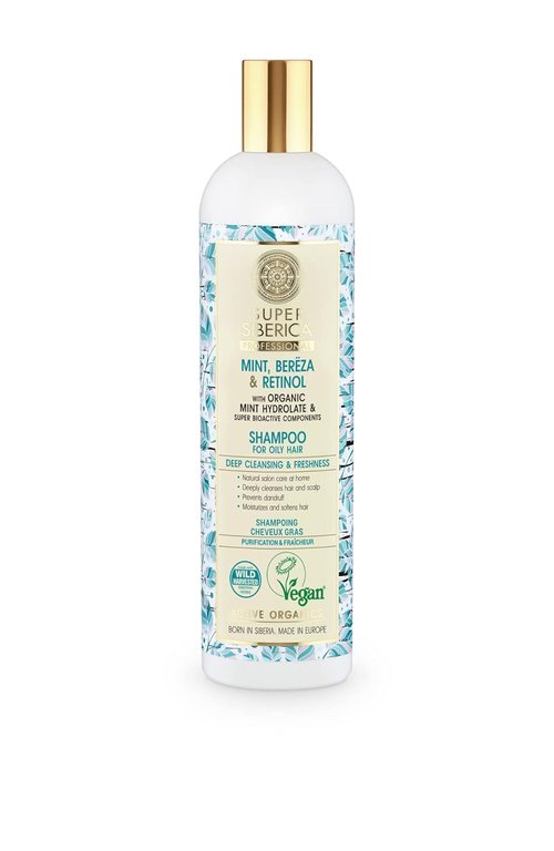 Natura Siberica Super Mint Shampoo - Nourishing Bereza & Retinol Formula | 13.53 Fl Oz
