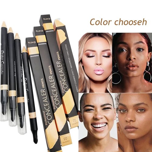 AKARY Concealer Pencil - 2-in-1 Dual-Sided Eyebrow & Face Highlighter Stick | Waterproof Foundation for Dark Circles & Acne Marks - Soft Skin Tone