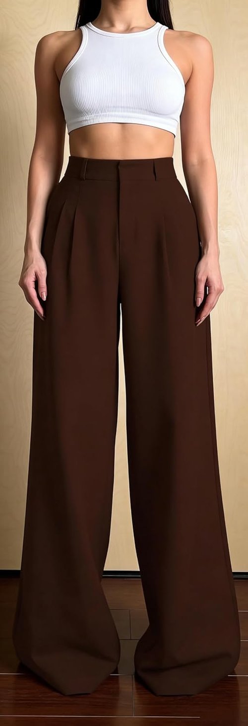 Skiennix Women's Wide Leg Pants - Wrinkle-Free Cotton Linen Capri with Pockets | Plus Size Available