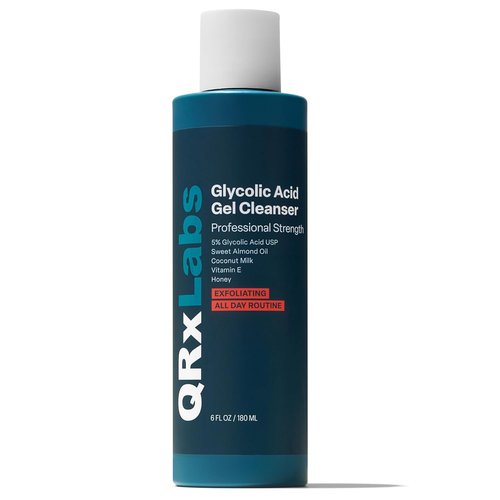 QRxLabs 5% Glycolic Acid Gel Cleanser - Exfoliating AHA for Smoother Skin & Pore Care | 6 Fl Oz