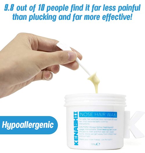 Nose Waxing Wax from Kenashii, 100g / 3.5 oz of Hypoallergenic Wax for Nasal Hair Removal, Specially Formulated to Never Get Brittle or Snap Off in Your Nose, Wipes and Applicators Sold Separately