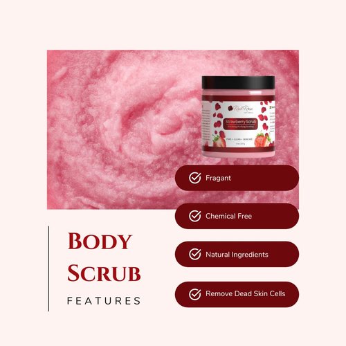 Red Rose Naturals Strawberry Body Care Spa Set , Strawberry Body Scrub 8 oz. and Strawberry Body Oil 4 oz.