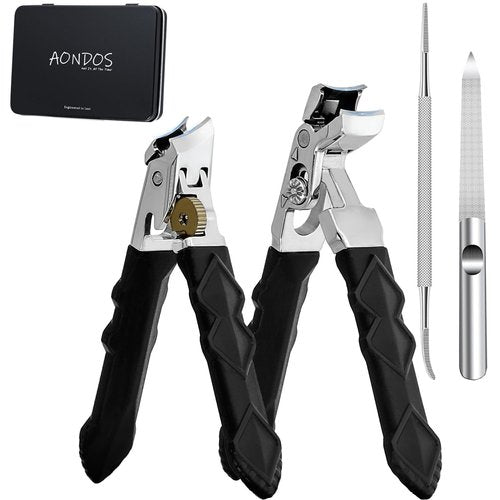 Heavy Duty Angled Head,Wide Jaw Clippers for Seniors and Man,Ingrown Toenail,Thick Nail.Long Handle, Slanted Nail Cutter for Men,Women,Pregnant,Elderly.4Pcs