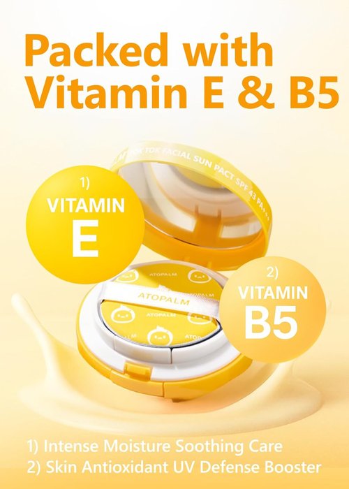 ATOPALM | Tok Tok Facial Sun Pact | Moisturizing SPF43 PA+++ Sunscreen | Compact for Dry & Sensitive Skin | 15g