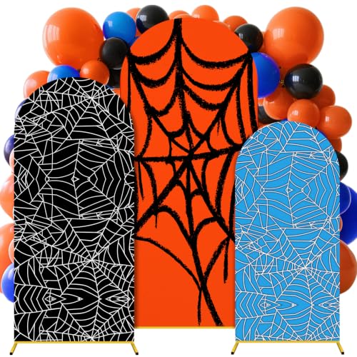 Spider Web Arch Backdrop Cover - Stretchy Party Decor 4Ft, 5Ft, 6Ft - Variation of Spider