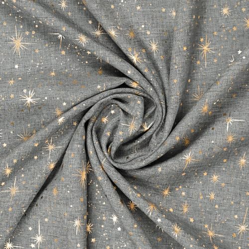 Dark Grey Rustic Round Tablecloth 60x60 Inch with Star Sequin Pattern