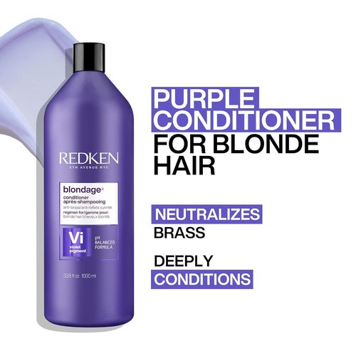 Redken Blondage Purple Conditioner - Tones & Moisturizes Brassy Blonde Hair | 8.5 oz