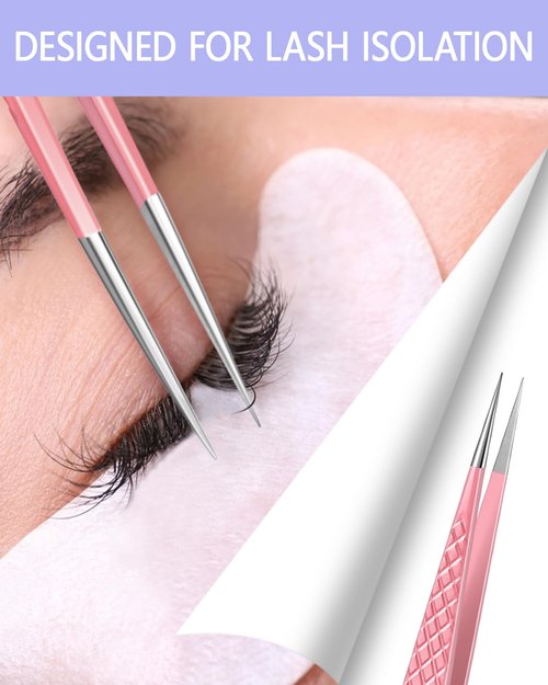 MORGLES Lash Tweezers for Eyelash Extensions, 3 Pcs Eyelash Extension Tweezers for Professionals & Beginners Fanning Volume Lashes
