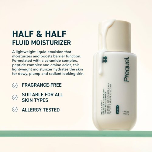 Prequel Skin Half and Half Fluid Moisturizer - Lightweight Ceramide Peptide Lotion for All Skin Types