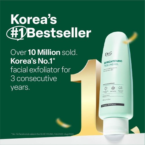 Dr. G Brightening Peeling Gel - Korean Exfoliator for Glowy Skin - Hyaluronic Acid & Vitamin C - 4.23 fl oz