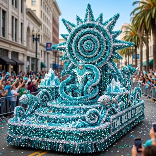 Teal Metallic Twist Garland - 4 Inch x 25 Feet Parade Float & Party Decor