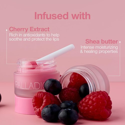 Palladio Lip Mask - Intense Overnight Moisturizer for Nourishing Dry Lips | Hydrating Shea Butter & Sweet Cherry