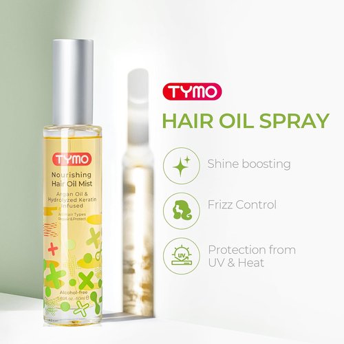TYMO Argan Hair Oil Spray - Hydrating 6 Blend Oil for Frizzy & Dry Hair, Organic Daily Treatment | Pack of 3