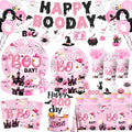 Pink Halloween Birthday Decorations Set - Ghost Party Supplies for 24 Guests