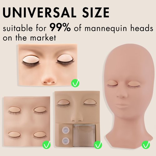 Embagol Double-layer Replacement Eyelids Replaced Eyelids for Lash Extension Practice Lash Mannequin Head Training for Beginners