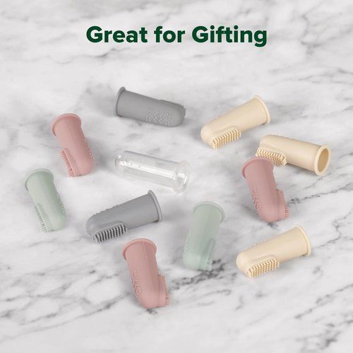 haakaa Silicone Baby Finger Toothbrush, Oral Care for Infants&Babies&Toddlers&Kids, Soft Food Grade Silicone, 0 Months+, 2 Pack, Blush