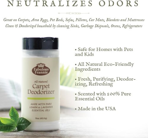 Fabulous Frannie Carpet Refresher - All Natural Lemon & Lavender Scent with Pure Essential Oils | 13 Ounce