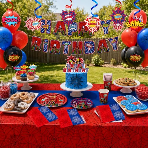103pcs Spider Web Party Supplies Set Halloween Decorations for Birthday Celebration