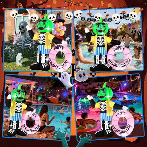 6FT Watermelon Zombie Inflatable Halloween Decor with LED Lights for Outdoor & Indoor Parties