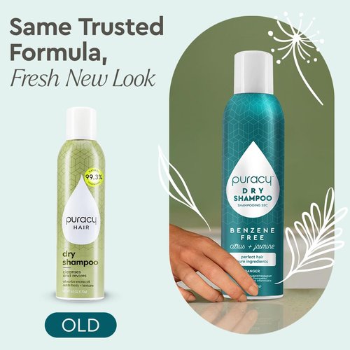 Puracy Natural Dry Shampoo - Plant-Powered Cleansing & Volumizing Formula | Citrus & Jasmine, 6 oz