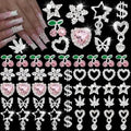 Silver-Pink Nail Charms Set - 55 Pieces Y2K Glitter Nail Art Accessories