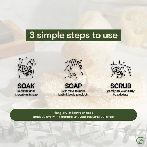 NileCart Back Loofah for Shower - Natural Loofah Back Scrubbers for Shower from Egyptian Loofah for Women & Men - Egyptian Loofah Sponge Back exfoliator. A Natural exfoliating Back Scrubber