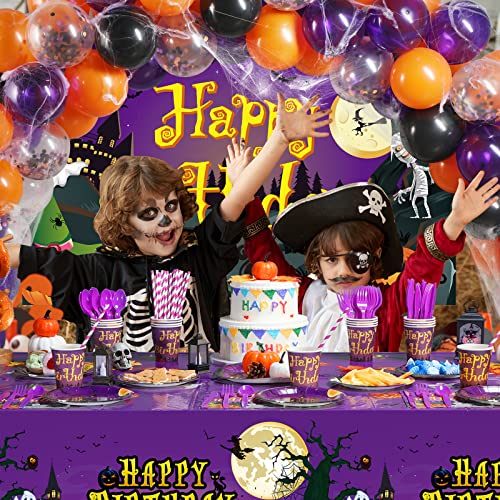 Halloween Party Supplies Set 277 Pieces - Decorations, Balloons, Tableware, Backdrop