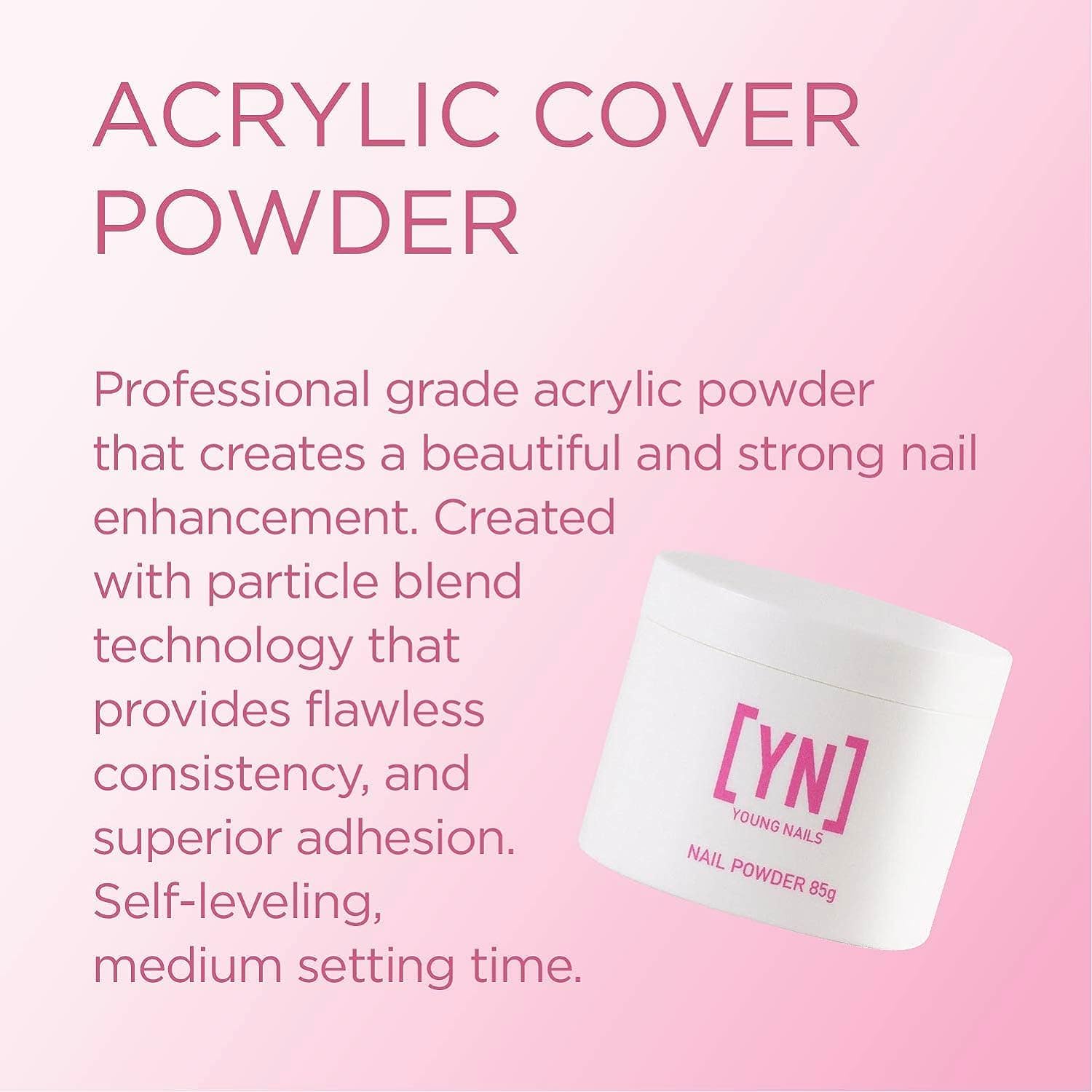 Young Nails Acrylic Cover Powder - Professional Self-Leveling Nail Powder in Flamingo | 85g