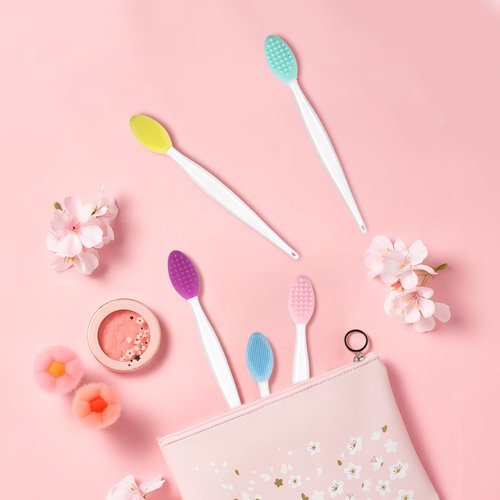50 Pcs Lip Scrub Brush,Lip Scrubber Exfoliator,Double-Sided Silicone Lip Brush Tool for Men Women Lip Lightening, Lip Exfoliator Scrubber Tool for Dark Lips
