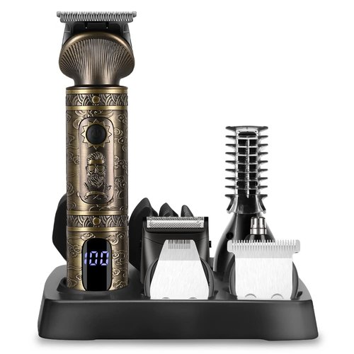 Scttomon Beard Trimmer Kit Professional Hair Clipper Zero Gapped T-Blade Electric Shaver Razor Nose Body Trimmer for Men Cordless Grooming Kit 7 in 1