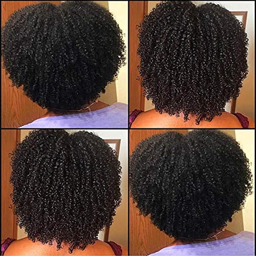 SAGA QUEEN Afro Kinky Curly Clip In Hair Extensions Human Hair 8pcs 18clips 120g/pck Brazilian Virgin Remy Human Hair 4B 4C Afro Curly Clip Ins Natural Black Color 16inch Clip On Hair Extension