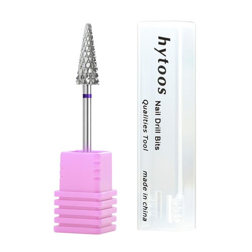 HYTOOS Cone Nail Drill Bits, 15mm Taper Carbide Bit, Right-Way Short Shank Drill Bits for Nails, Manicure Soft Gel Polish Cuticle Clean Removal Electric Files Tools, M